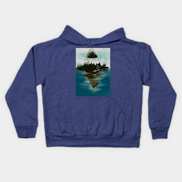 Flooded mountain Kids Hoodie by Bafro